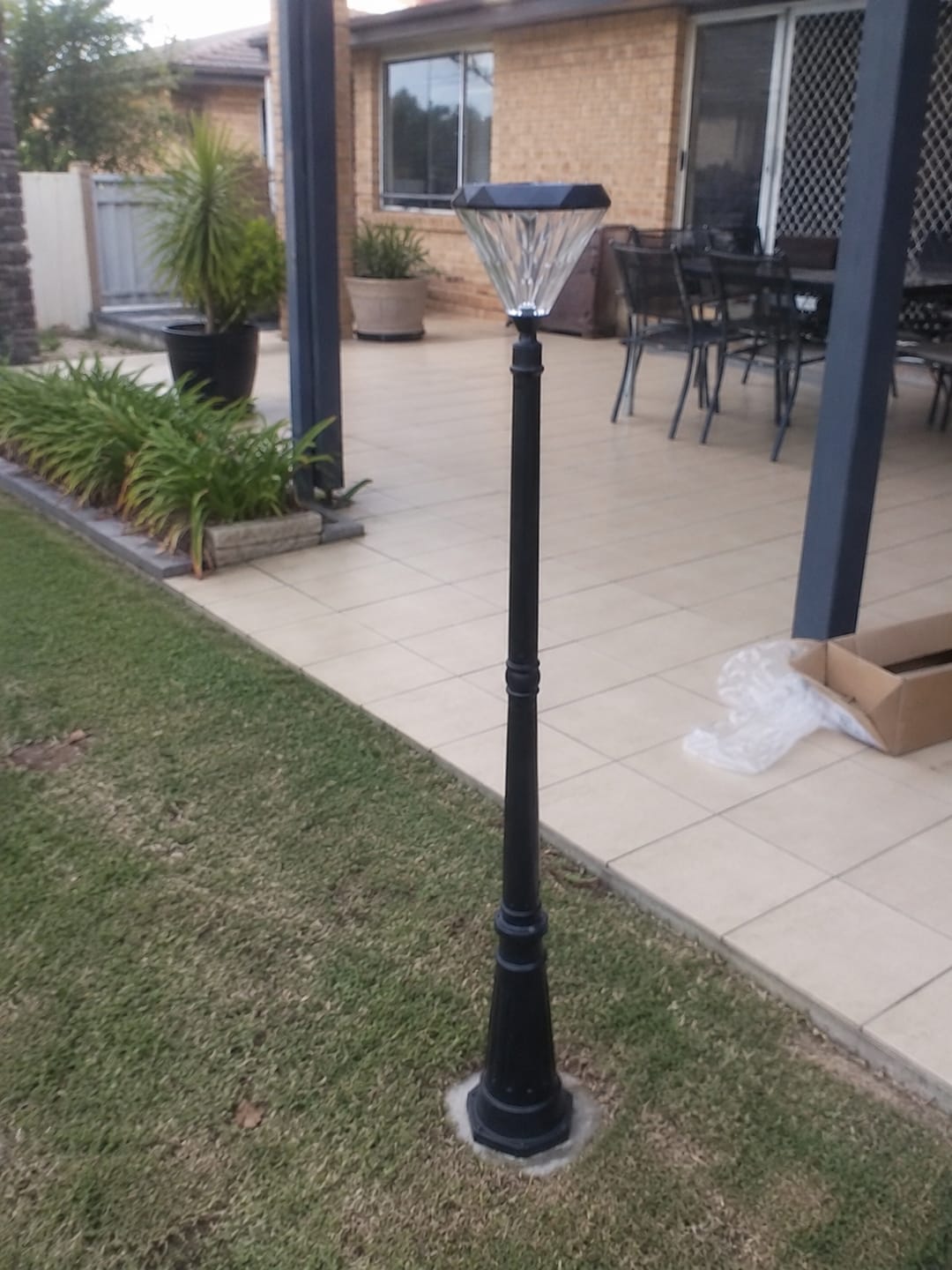 Customer photo review of Solar Flat Top Post Light | Matte Black | 4 Colour Waterproof Outdoor Light