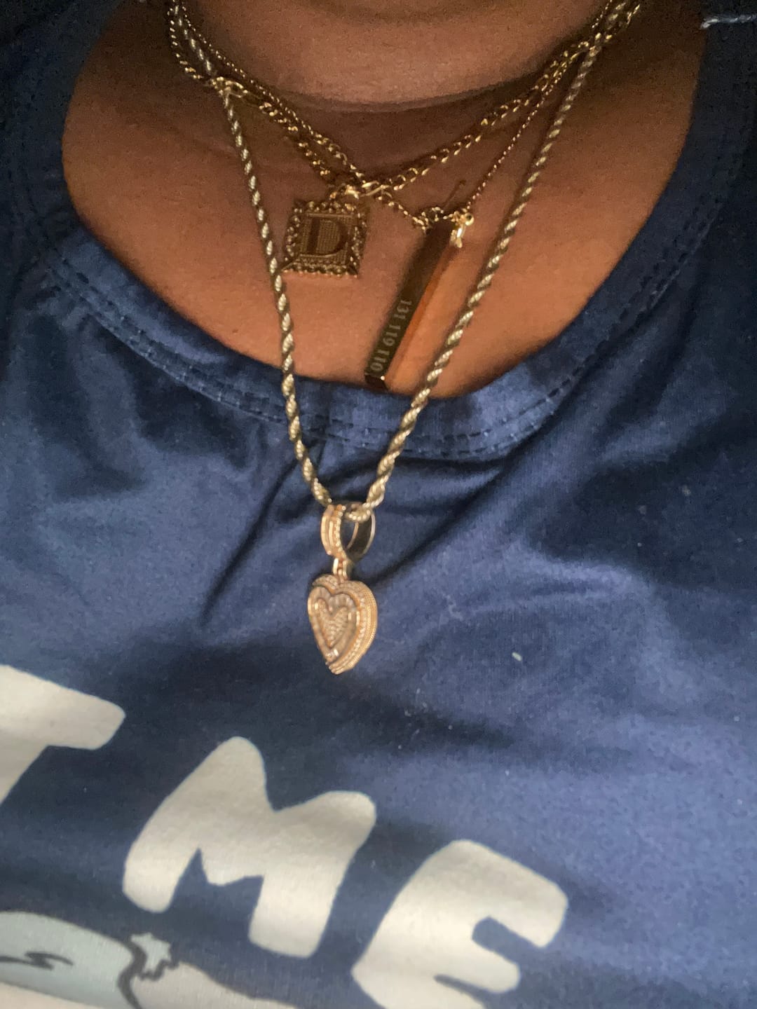 Customer photo review of Engraved 3D Bar Necklace