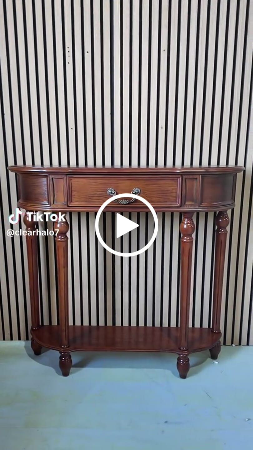 Customer video review of 35.43" Tall 1-drawer Console Table Solid Wood Accent Table with Shelf
