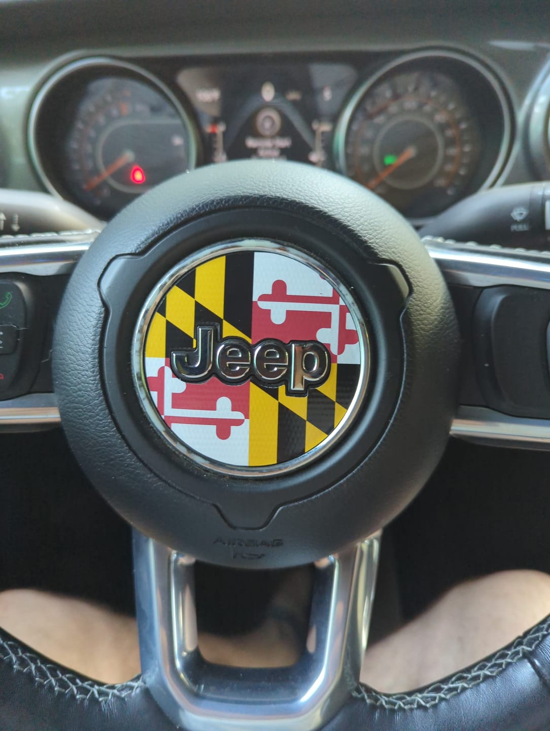 Customer photo review of Design Your Own Steering Wheel Decal for Jeep