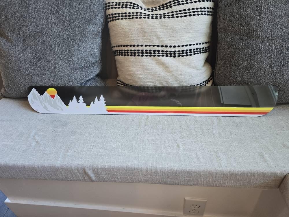 Customer photo review of Mountain Forest Sunset Truck/Car Decal. Yellow, Orange, Red Color Scheme. #6811