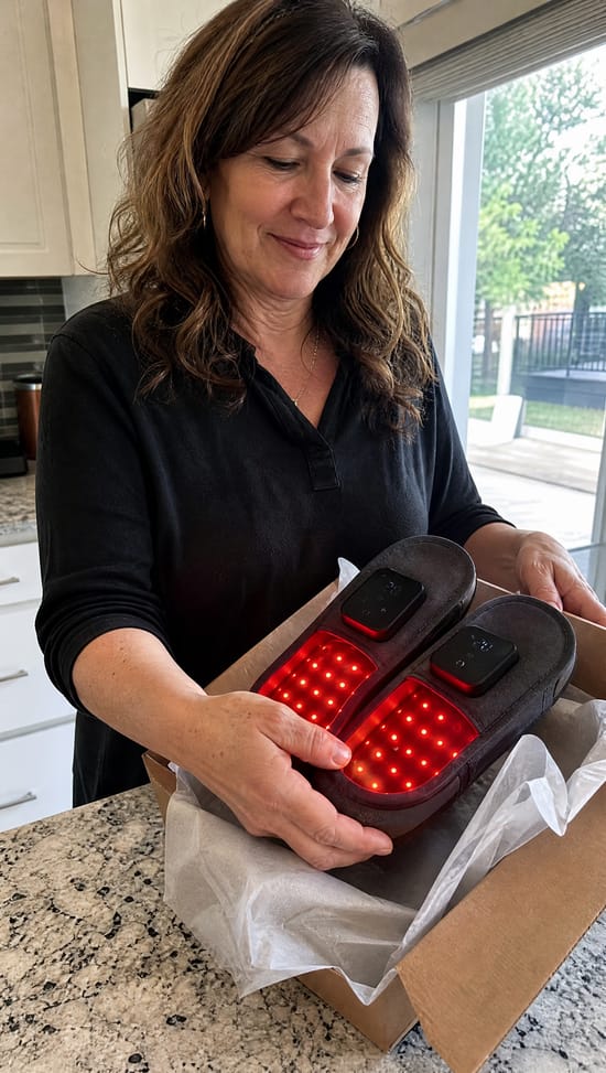 Customer photo review of Theraglow™ Red Light Slippers