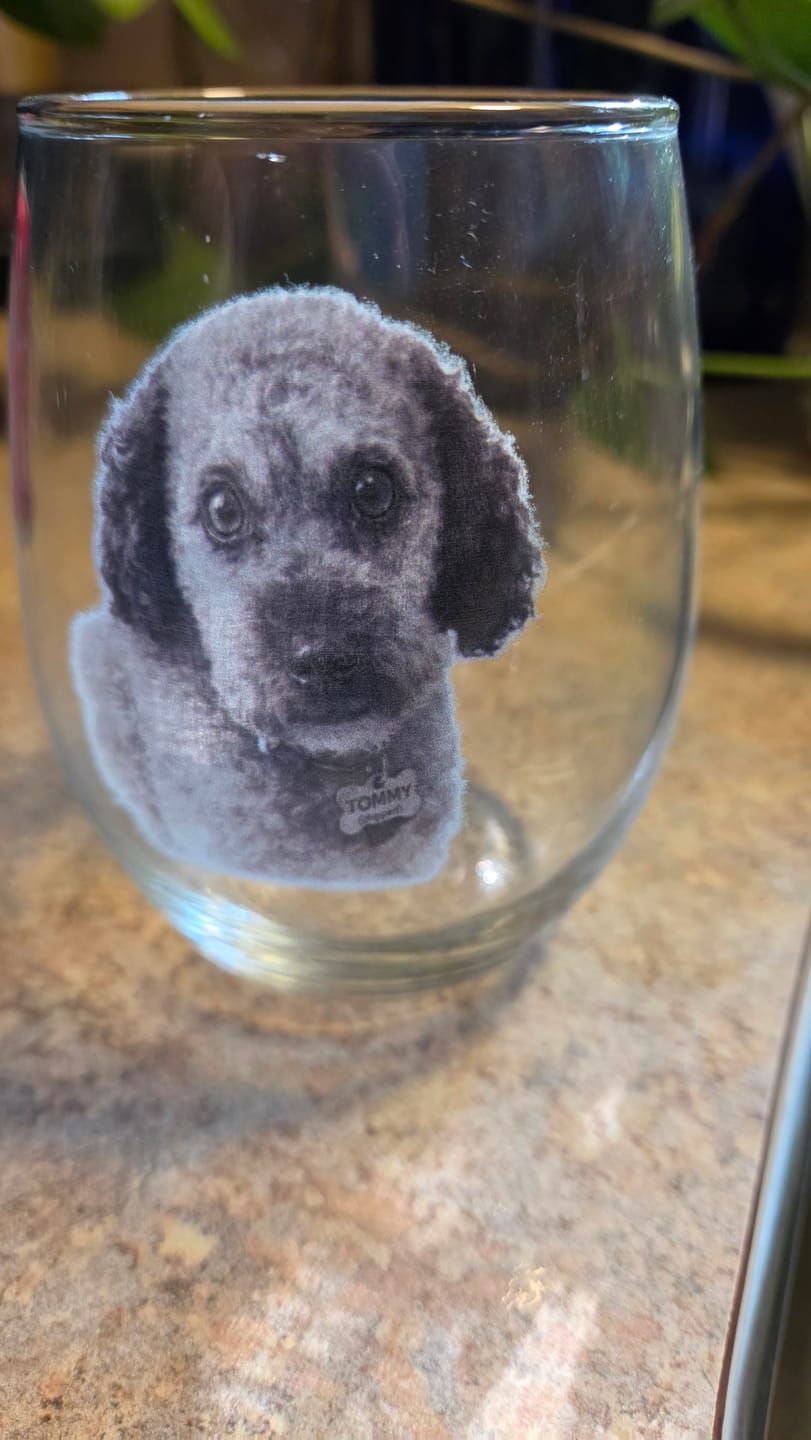 Customer photo review of Charcoal - Personalized Wine Glass