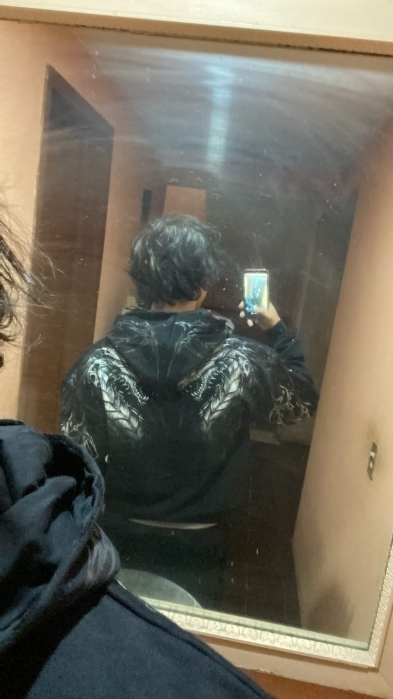 Customer photo review of TARNISHED LEVIATHAN OVERSIZED ZIP-UP HOODIE