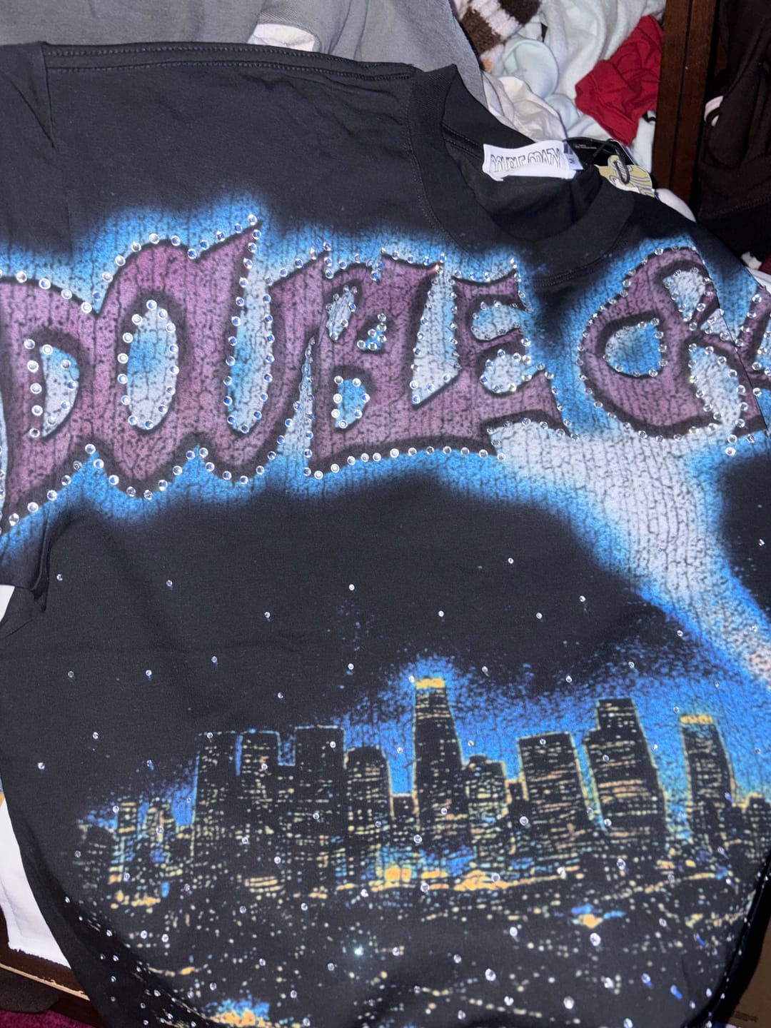 Customer photo review of Boxy L.A. Skyline Iced Out Tee-435