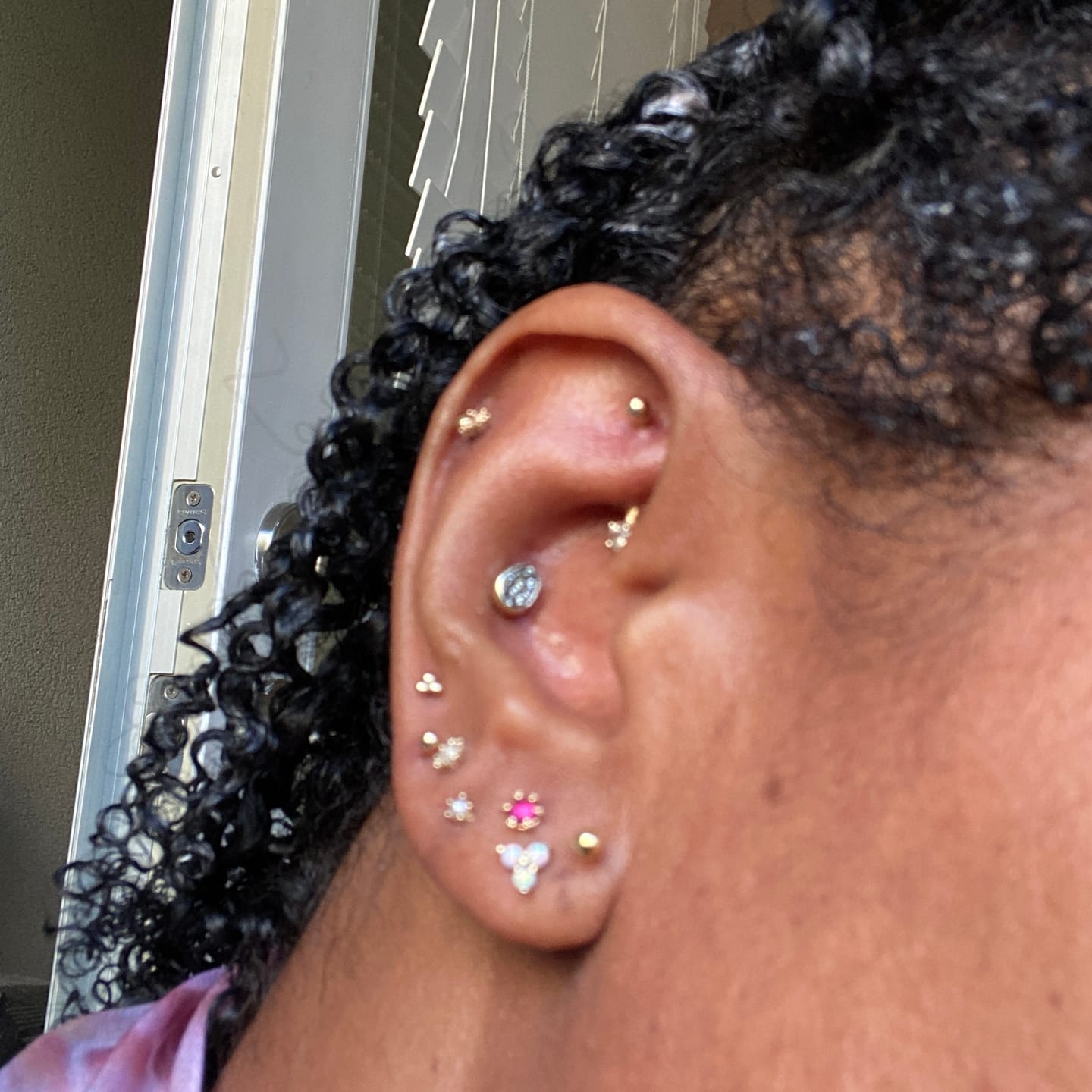 Customer photo review of 14K Gold Triangle Cubic Cartilage Earring 20G18G16G