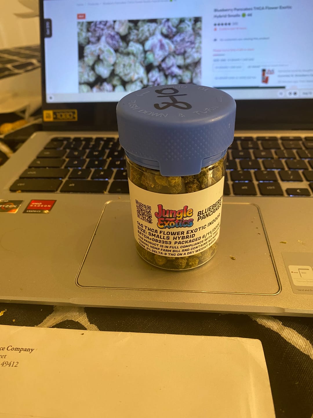 Customer photo review of Blueberry Pancakes THCA Flower Exotic Hybrid Smalls 🟢 4K