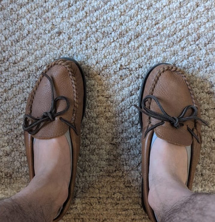 Customer photo review of Men's Elk Hide Leather Moccasin Shoes