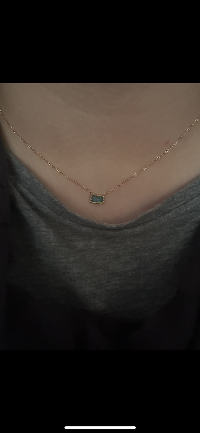 Customer photo review of Baguette Birthstone Necklace