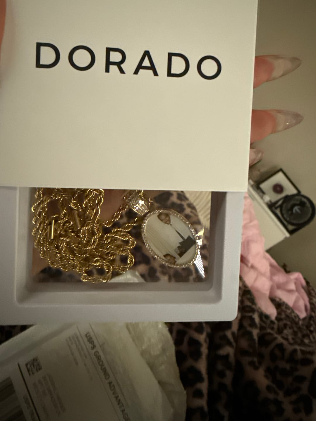 Customer photo review of Iced Photo Pendant w/ Rope Chain