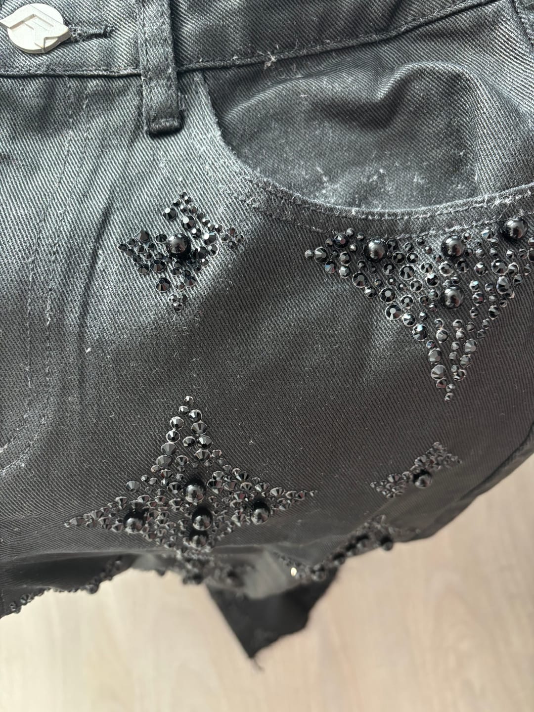 Customer photo review of Black Wax Embellish Denim