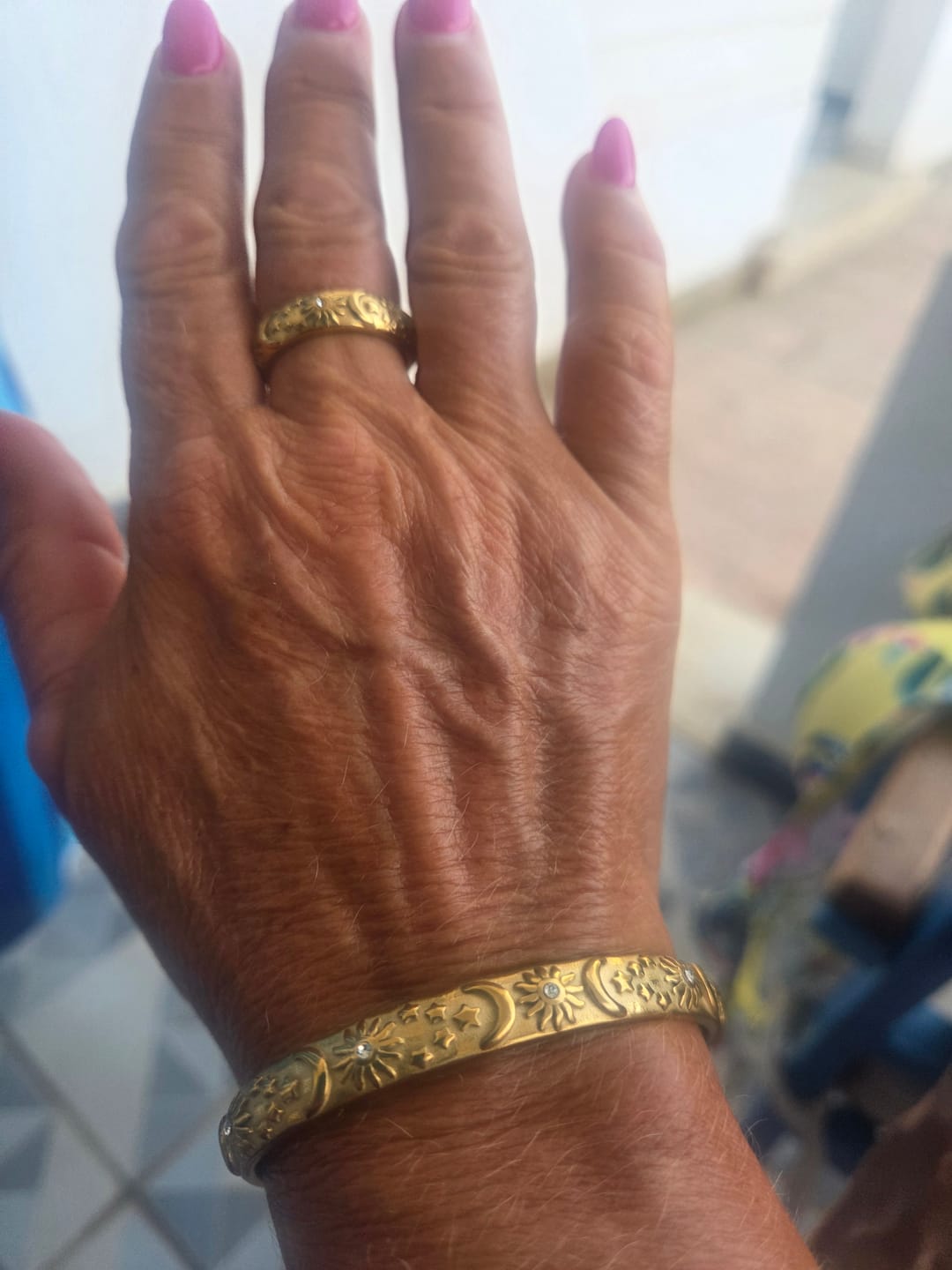 Customer photo review of Solid Connection - The Sun and Moon Bangle Bracelet