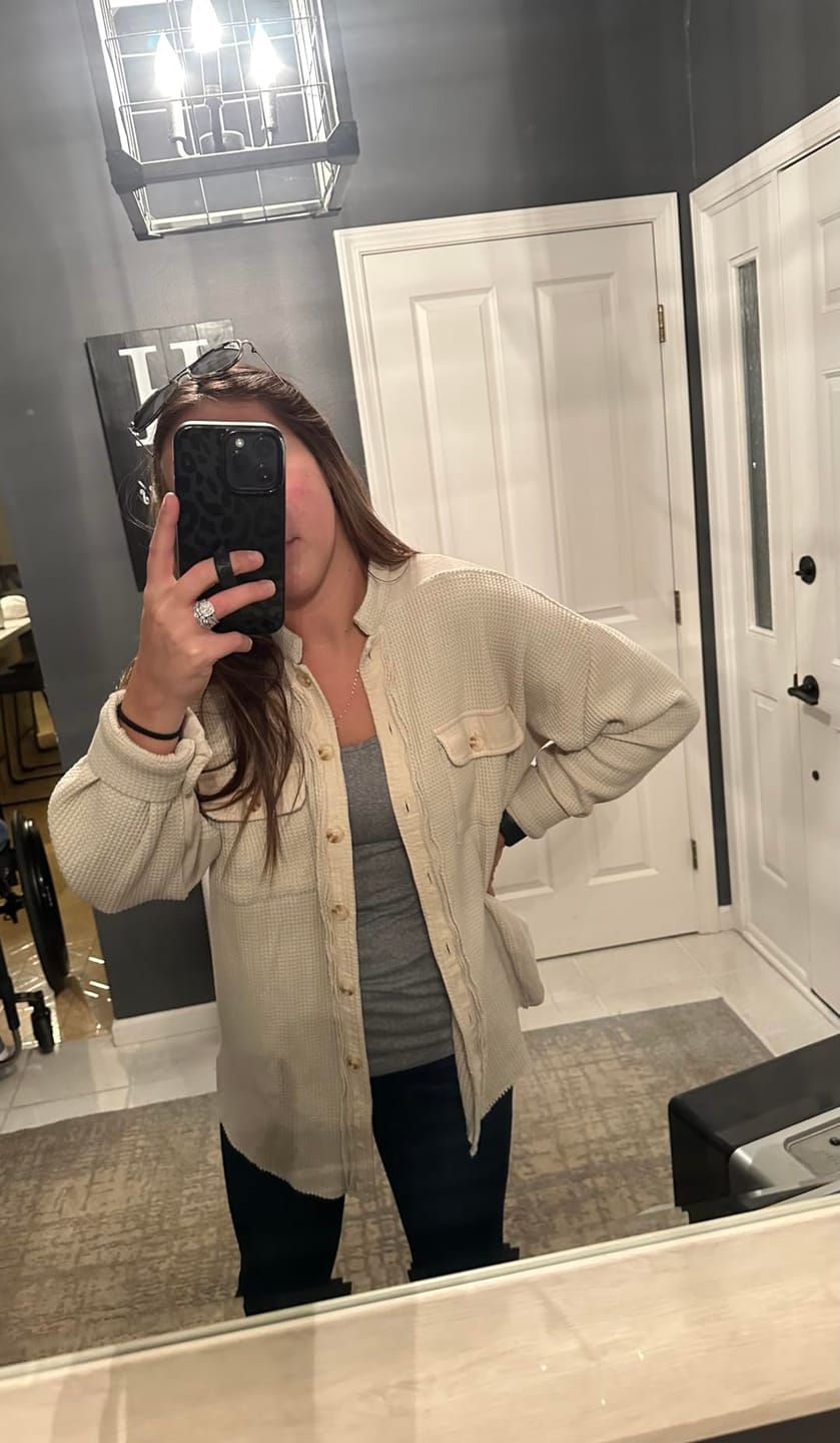 Customer photo review of auvora™ Waffle Knit Shacket