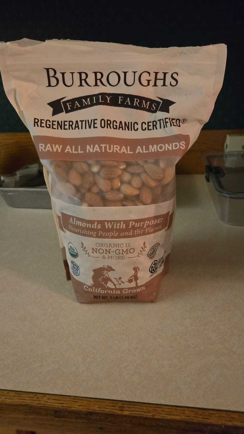 Customer photo review of Regenerative Organic All Natural Almonds | 3 Pound