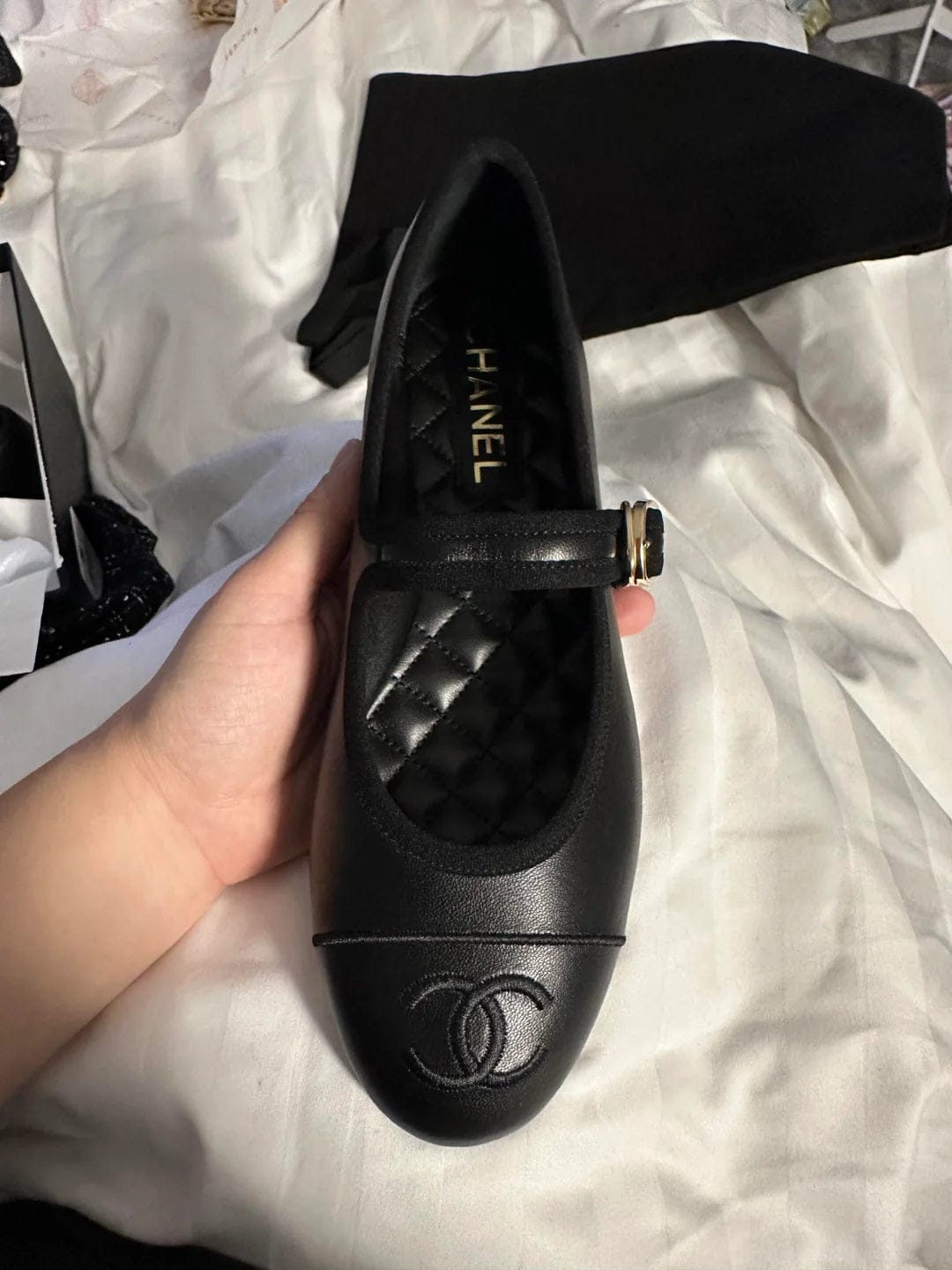 Customer photo review of Chanel 2026 Ballet Flat Quilted Leather With CC Logo