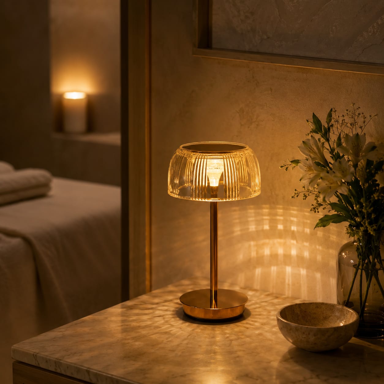 Customer photo review of Fluted Glass Ambient Table Lamp