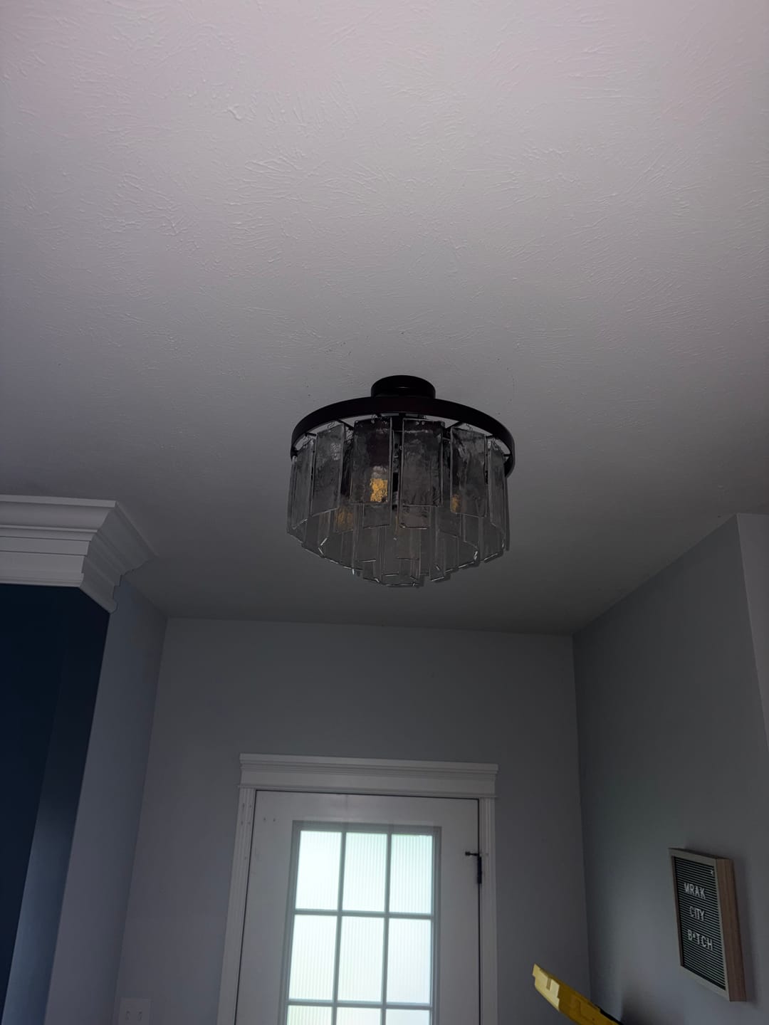 Customer photo review of Tiered Hammered Water Glass Round Semi Flush Mount