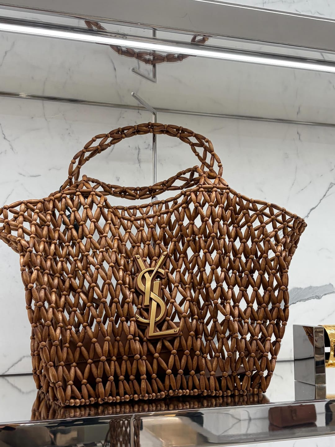 Customer photo review of YSL 2026 Icare Wooden Bead 46cm Brown Woven Bag