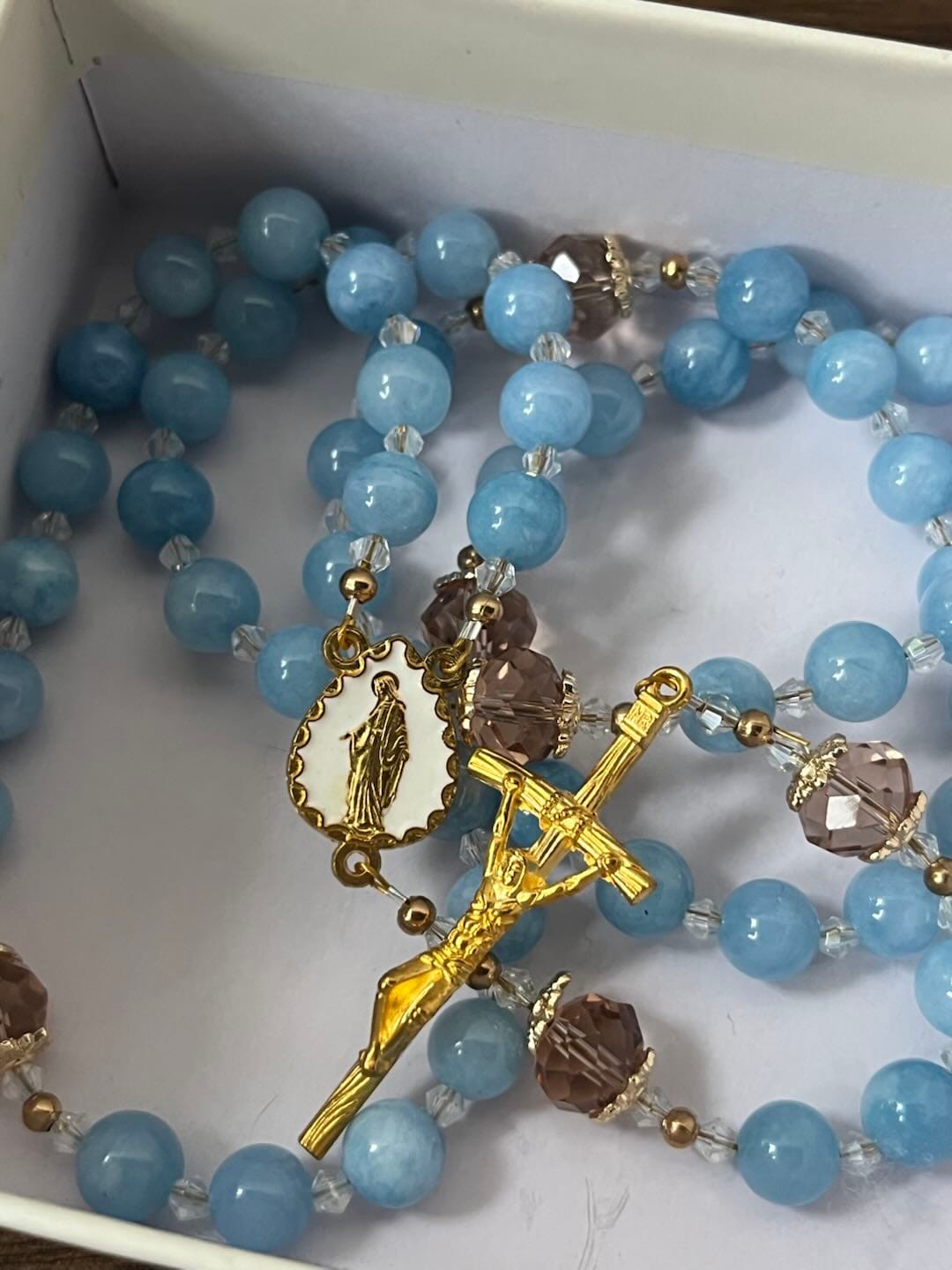 Customer photo review of SolaceBeads Serene Waters Aquamarine Beads Rosary