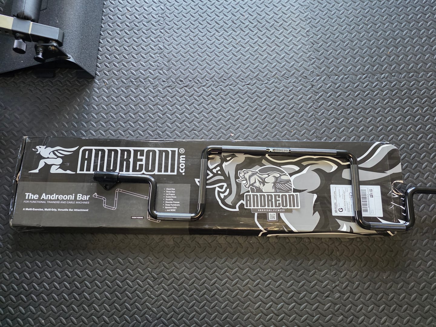 Customer photo review of - THE ANDREONI BAR ™ - A revolutionary and versatile cable machine attachment that replaces multiple bulky expensive gym machines.
