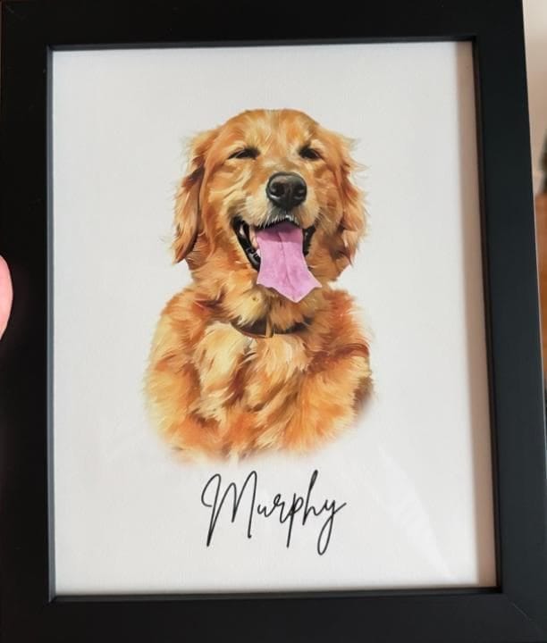 Customer photo review of Custom Watercolor Pet Portrait Canvas