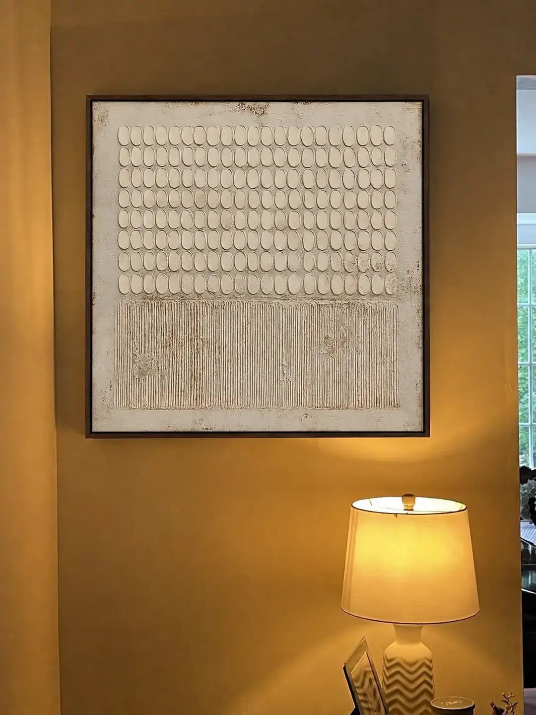 Customer photo review of White Oval Ridges Wabi Sabi Art