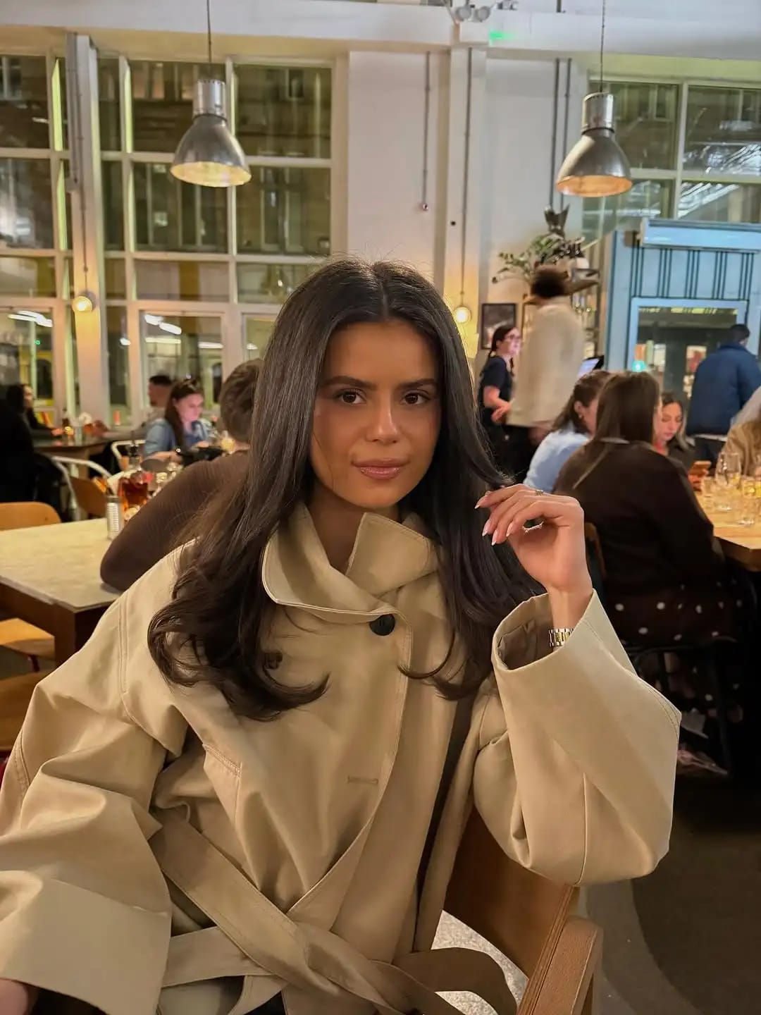 Customer photo review of Jemma Asymmetric Belted Trench Coat