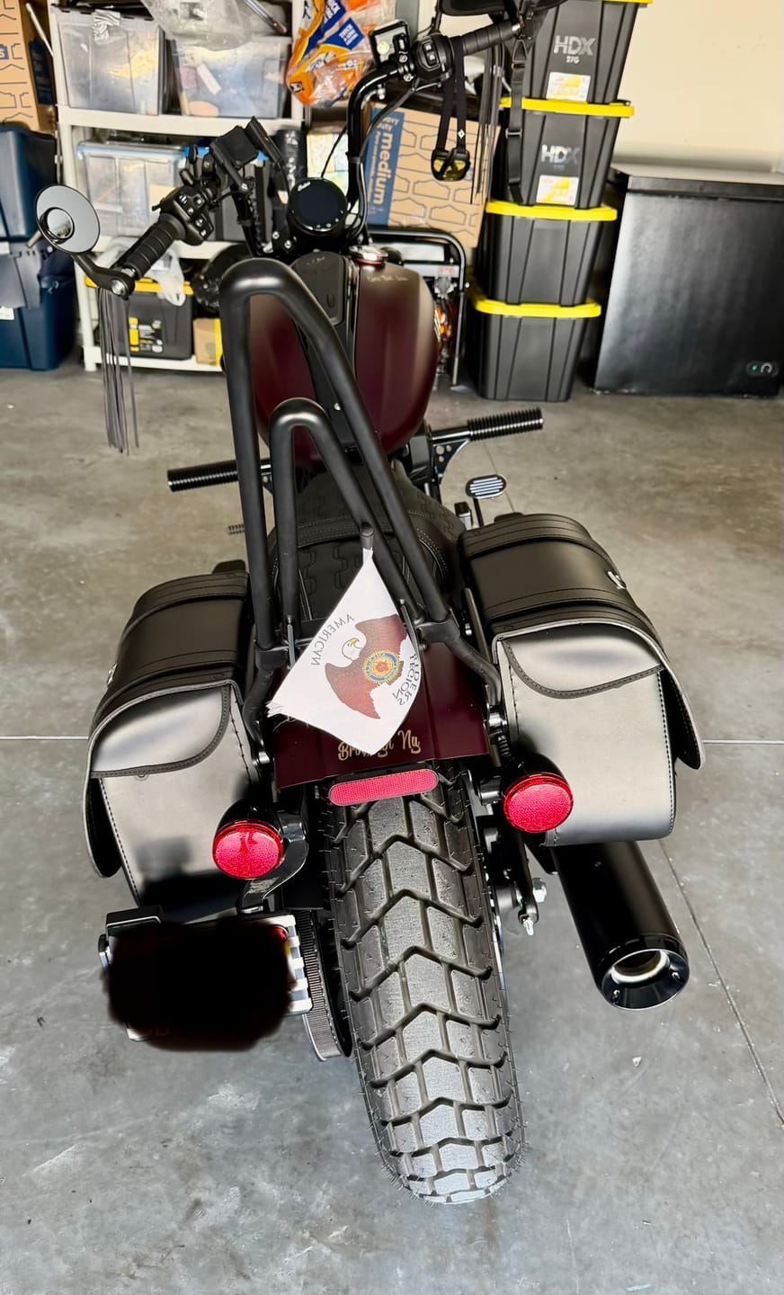 Customer photo review of 25L - SpiritBlade Medium 2025+ Indian Scout Bobber Leather Motorcycle Saddlebags