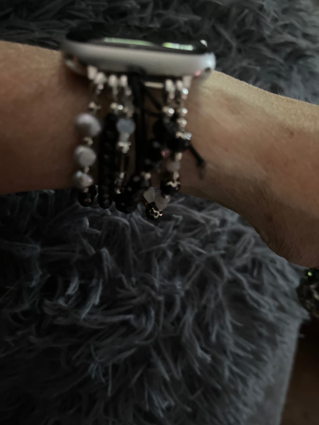Customer photo review of Olivenorma Obsidian White Agate Apple Watch Strap Wrap Bracelet