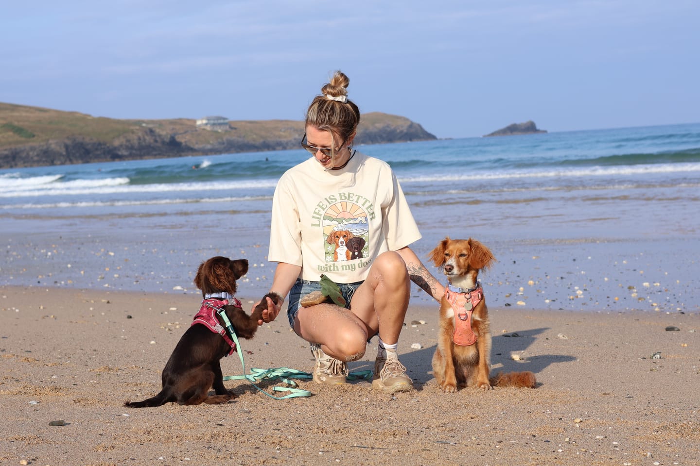Customer photo review of Personalised Organic Boxy T shirt - Life is Better with My Dog
