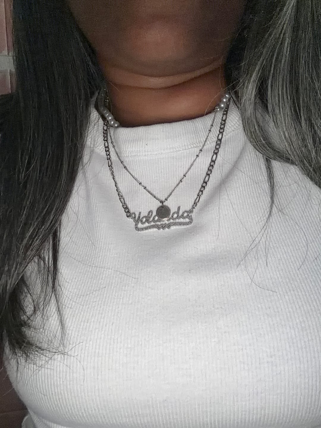 Customer photo review of Diamond Cut Heart Name Necklace
