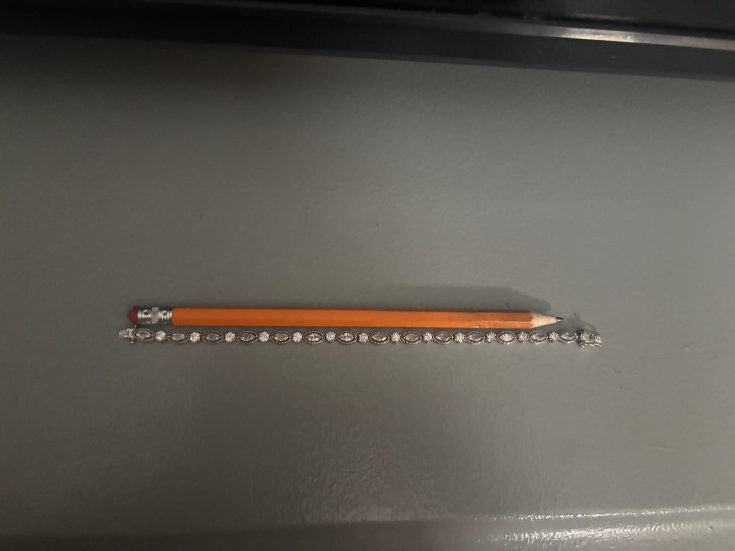 Customer photo review of Moira 18k White Gold Plated Tennis Bracelet with Simulated Diamond Crystals
