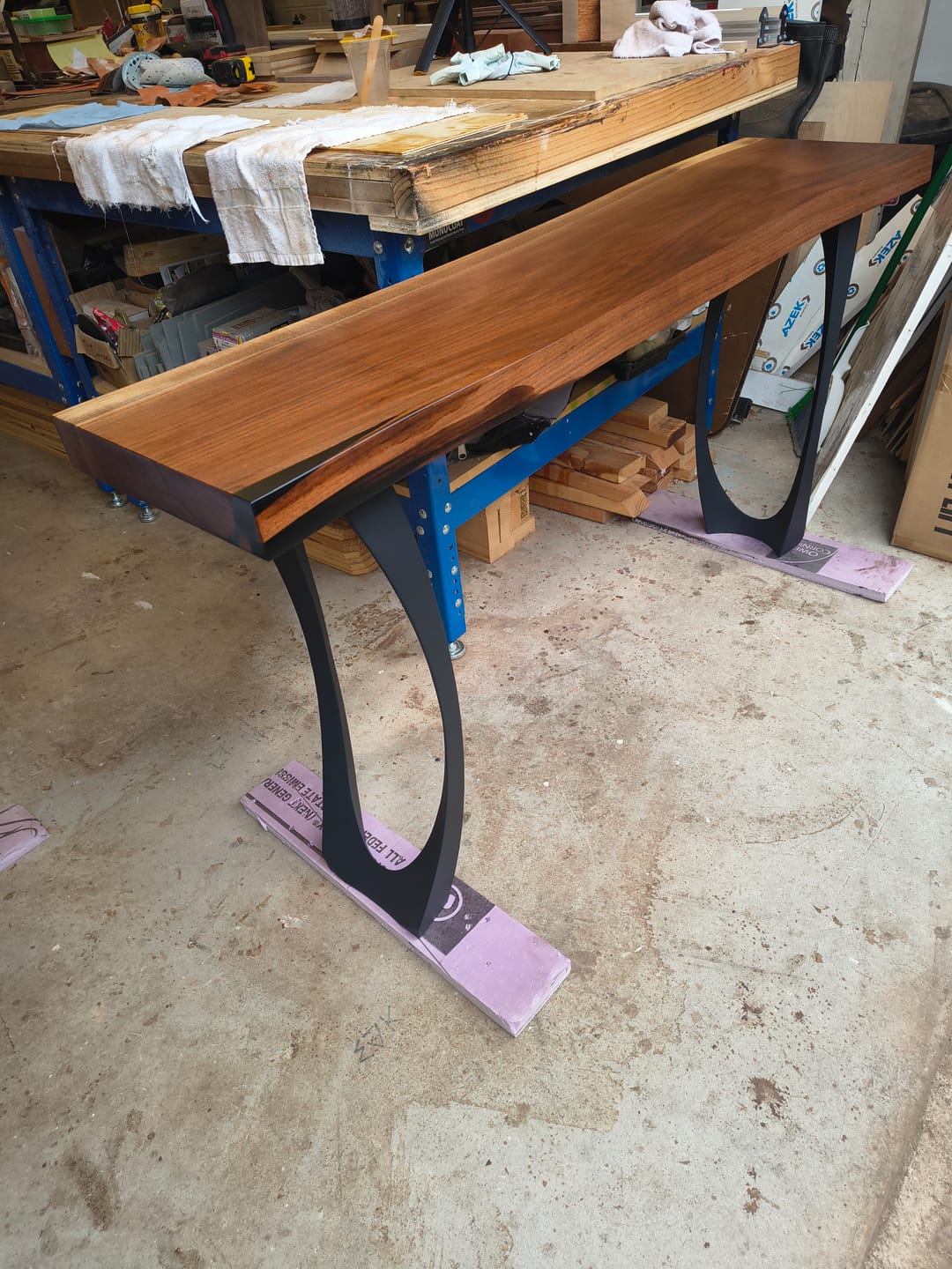 Customer photo review of Console Table Legs 211/204 Cleo 28'' H Modern Design for Live Edge Wood Slap Woodworking