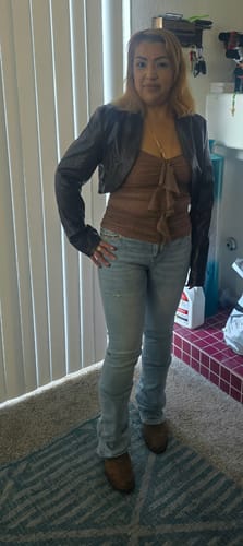 Customer photo review of Montero Women's Bling Pocket Light Blue Bootcut Jean
