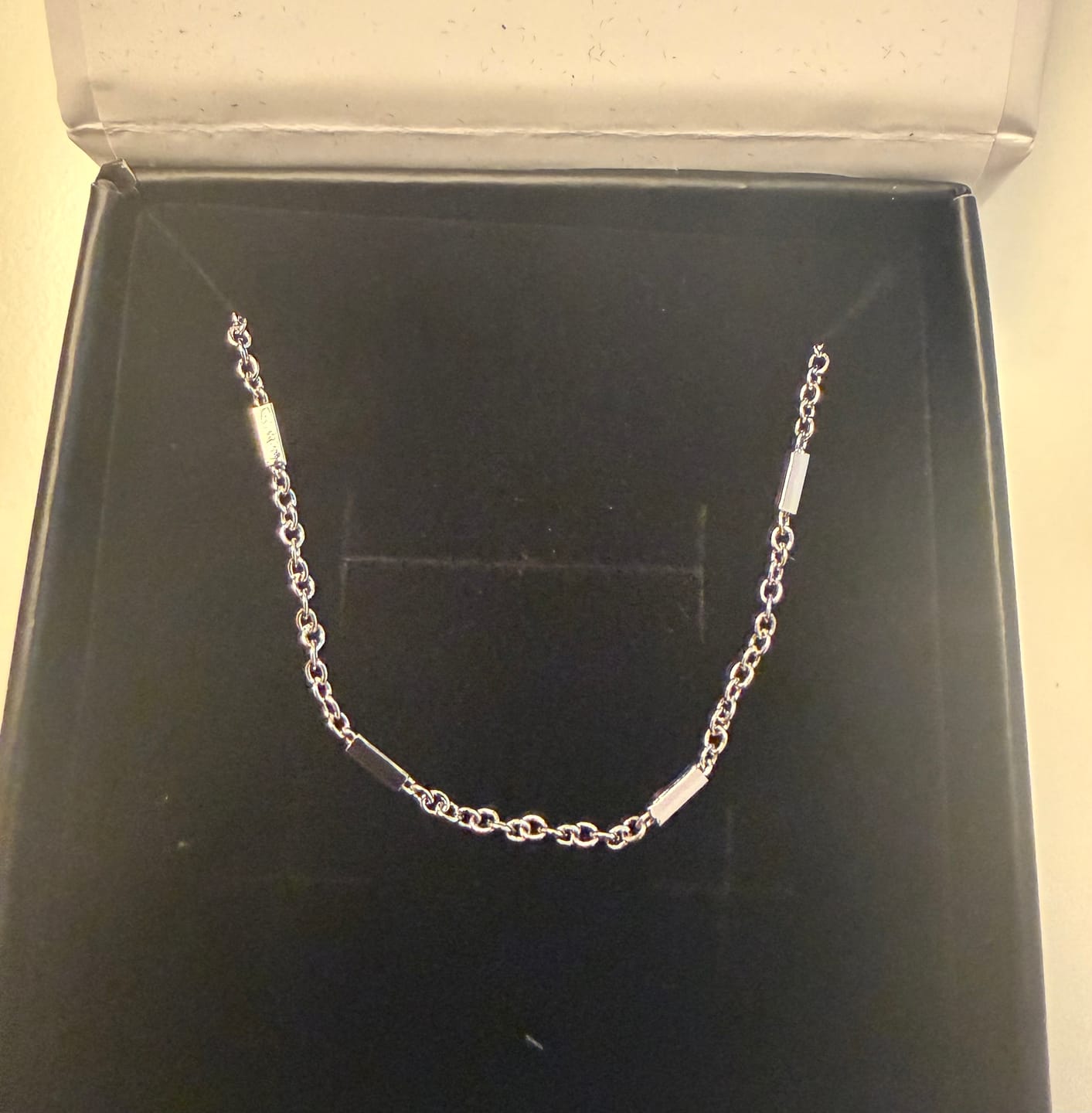 Customer photo review of Cassidy 18k White Gold Plated Stacking Necklace Chain