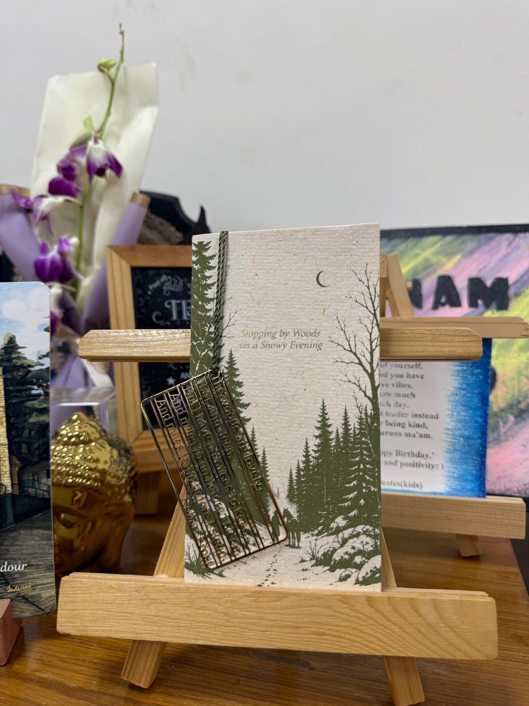 Customer photo review of Stopping by Woods - Brass Bookmark - Poem Collection