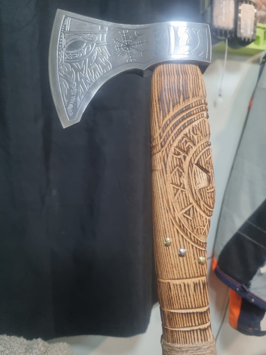 Customer photo review of Helm Of Odin Viking Axe
