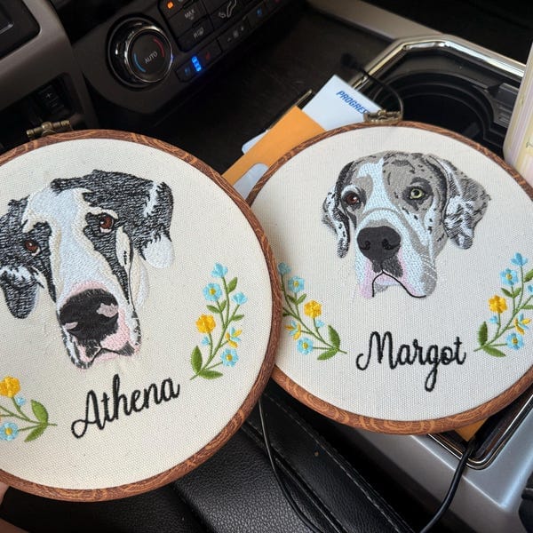 Customer photo review of Custom Dog Embroidery Hoop