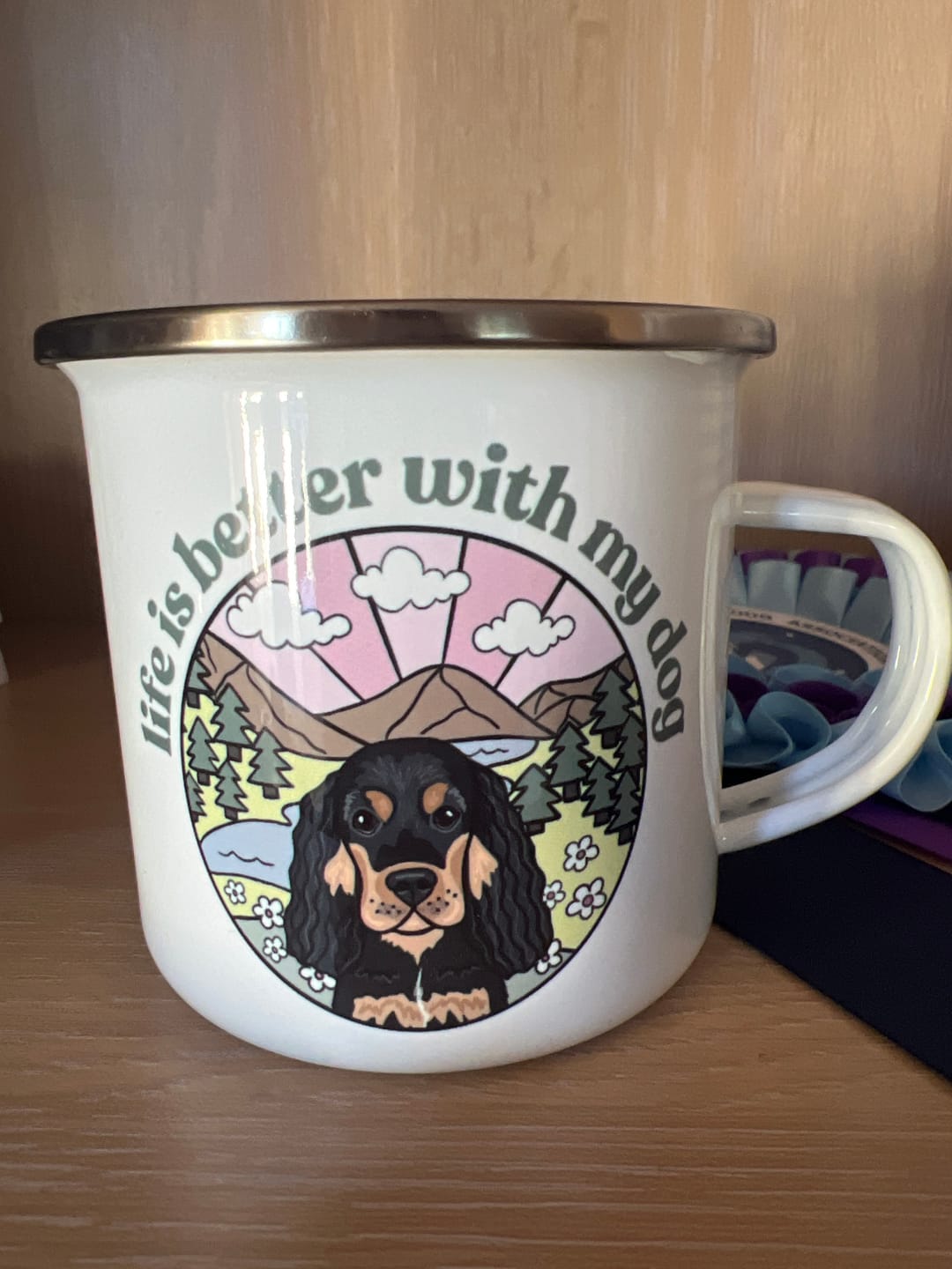 Customer photo review of Life is Better Enamel Mug