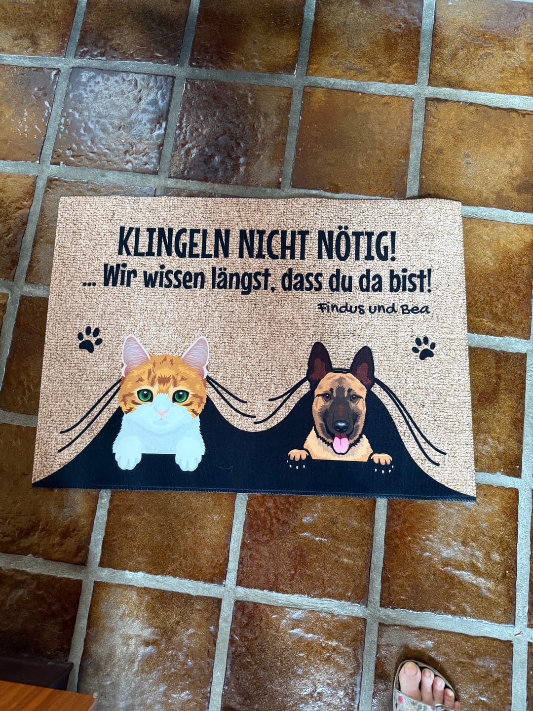 Customer photo review of Personalisierte Fußmatte - Klingeln nicht nötig