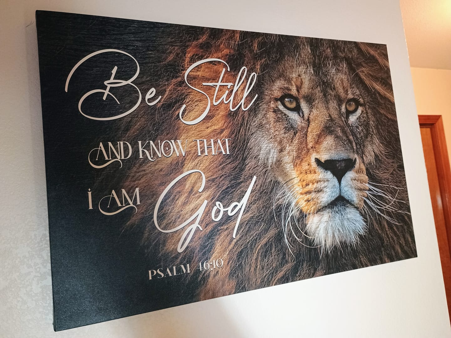 Customer photo review of Be Still And Know That I Am God, Lion Of Judah, Christian Wall Art Canvas