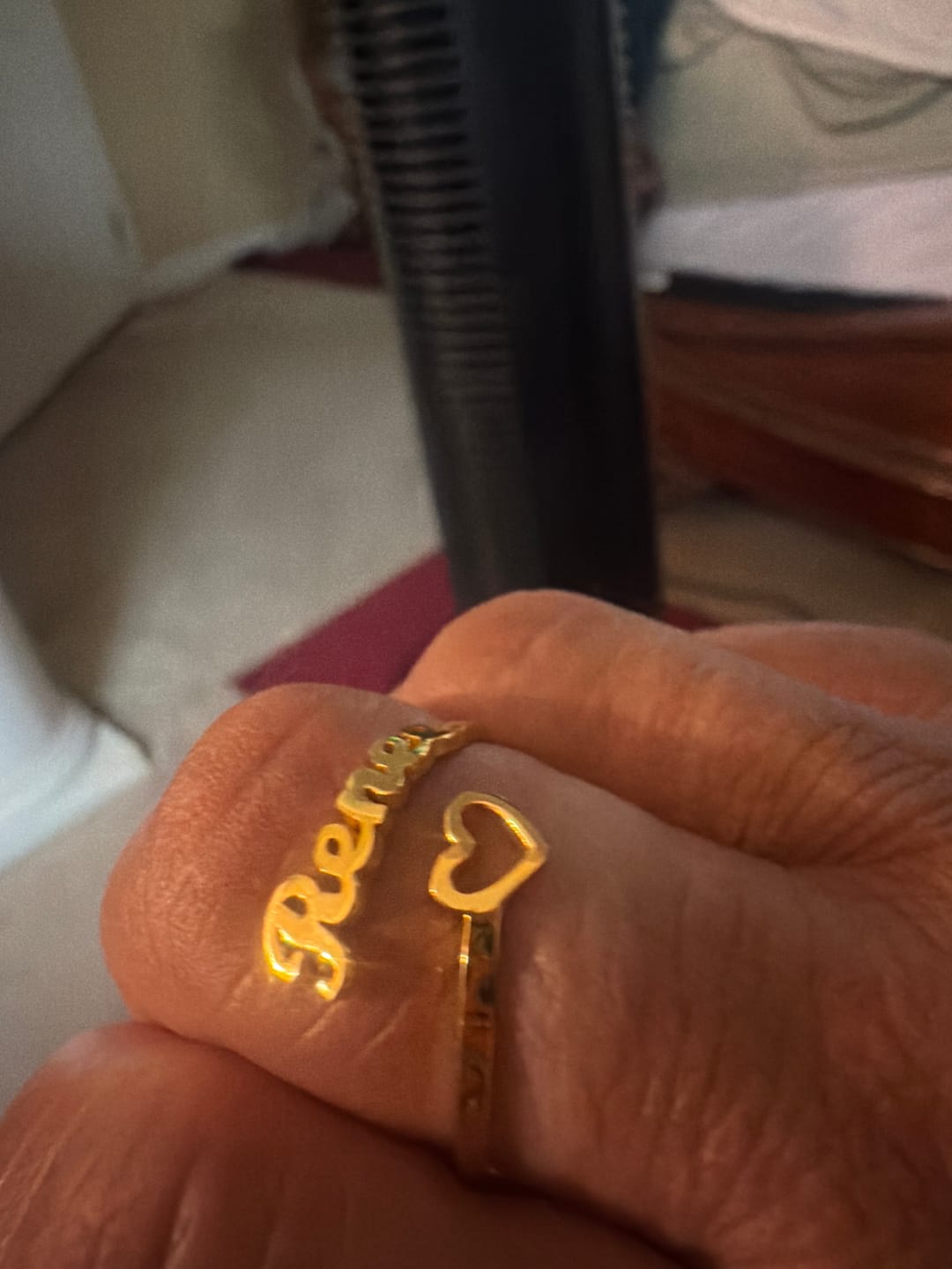 Customer photo review of Hollow Heart Name Ring