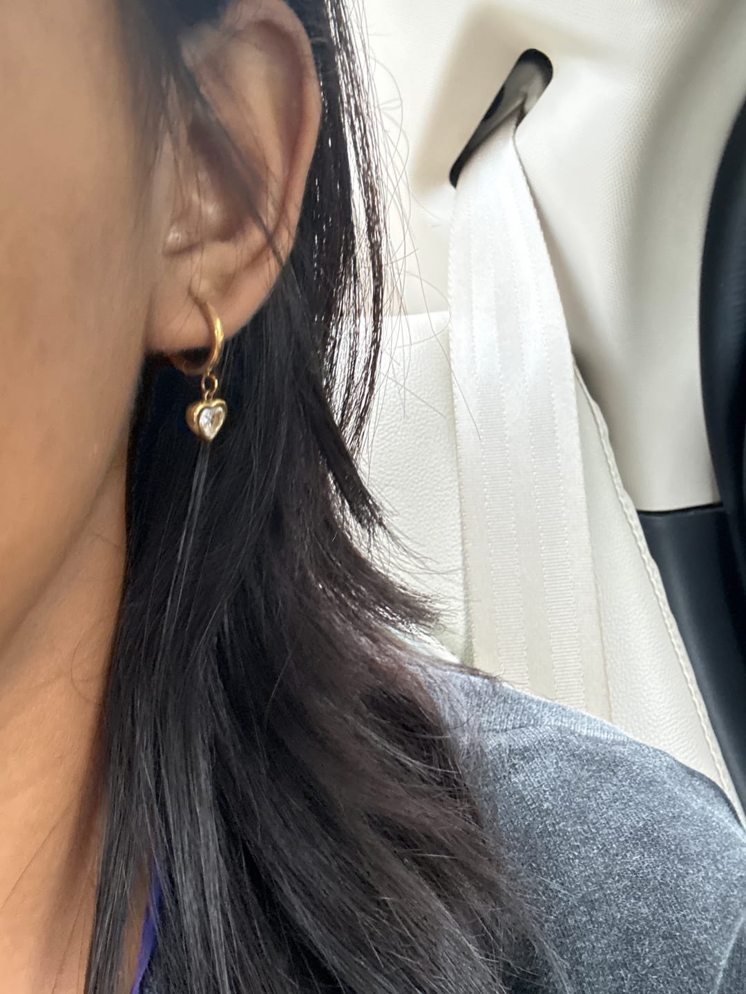 Customer photo review of Gemini Heart Hoops