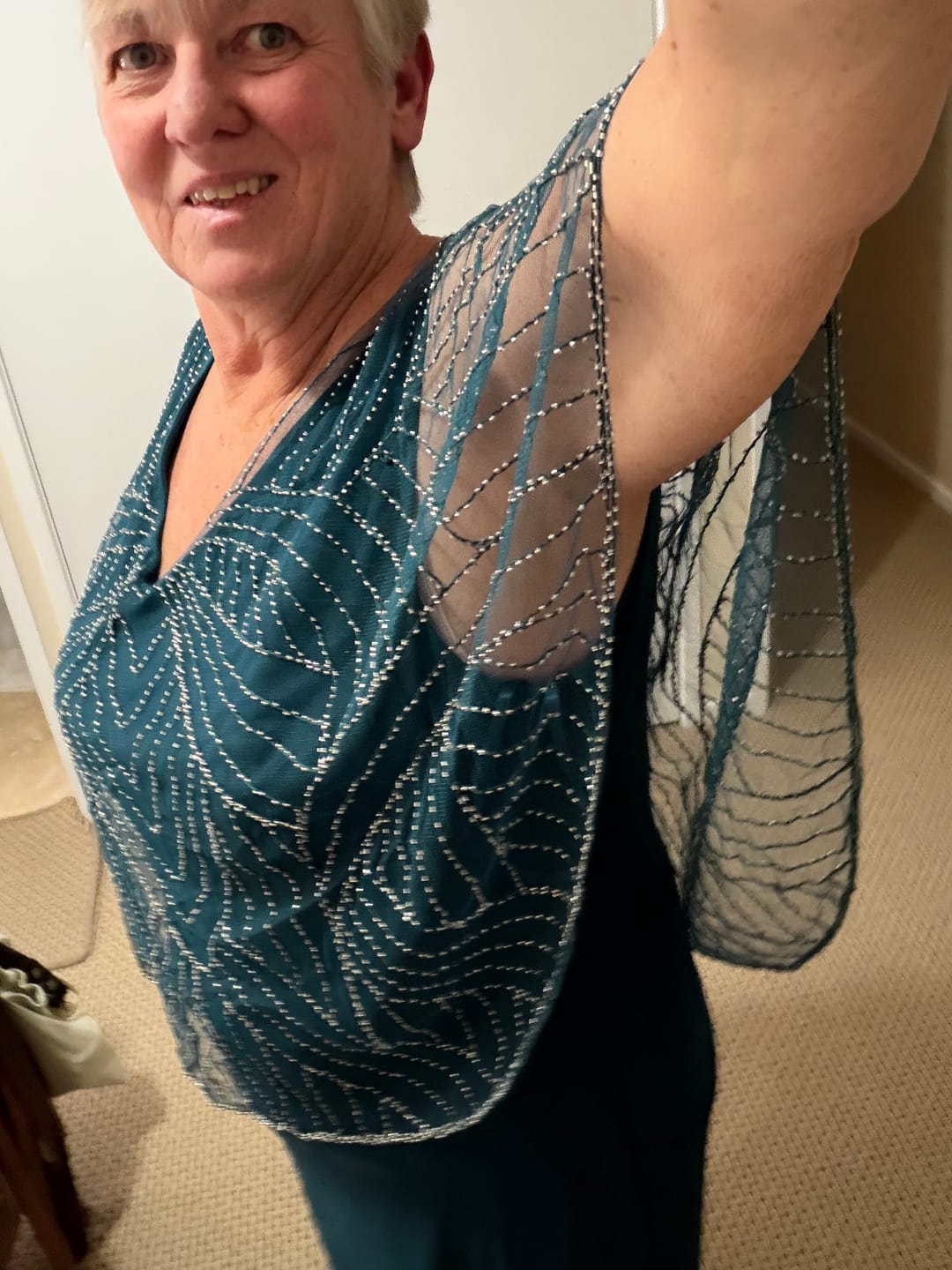 Customer photo review of Florence Teal Gatsby Dress