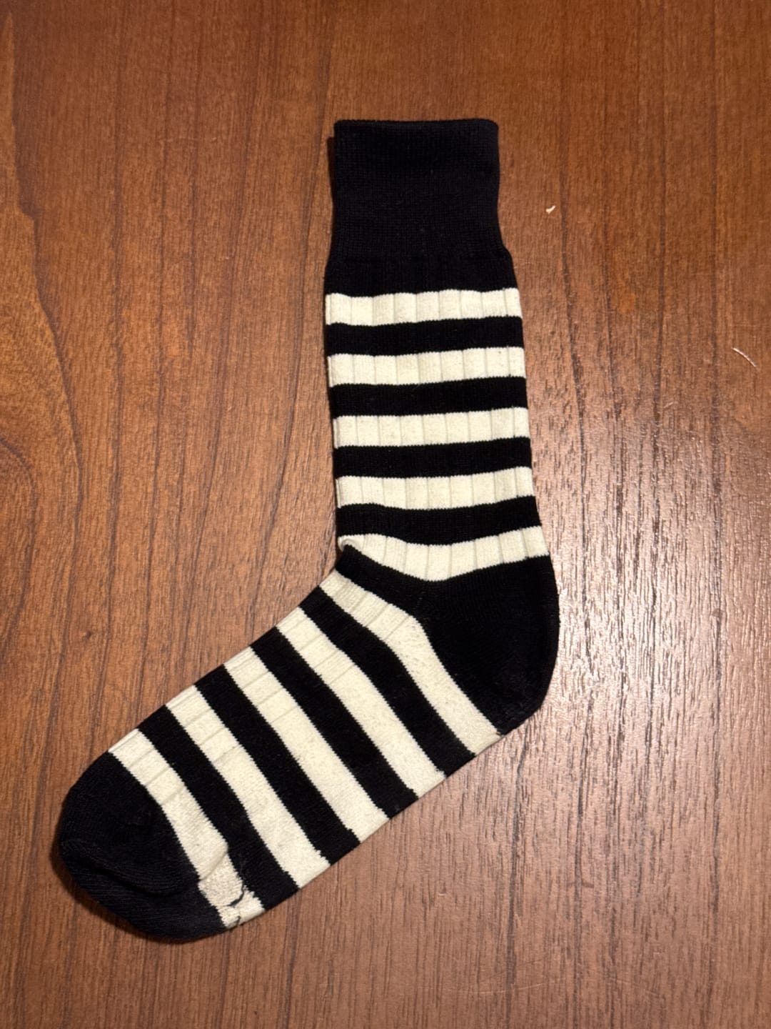Customer photo review of Retro Striped Cotton Socks - Black/White