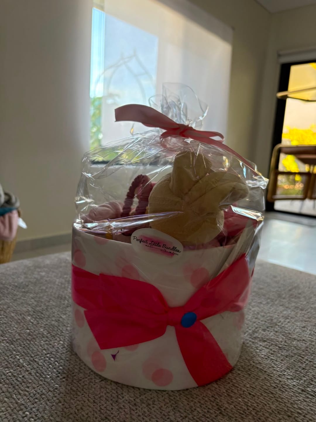 Customer photo review of My First Flopsy Bunny Nappy Cake