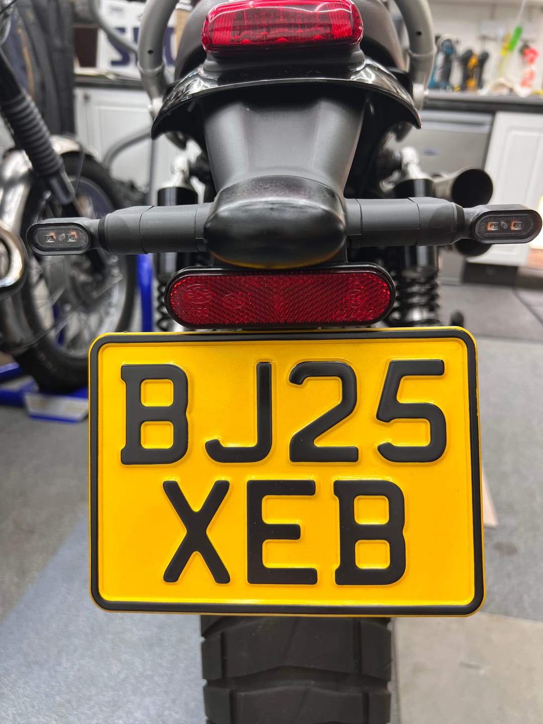 Customer photo review of Yellow Metal Pressed 7×5 Motorbike Number Plate