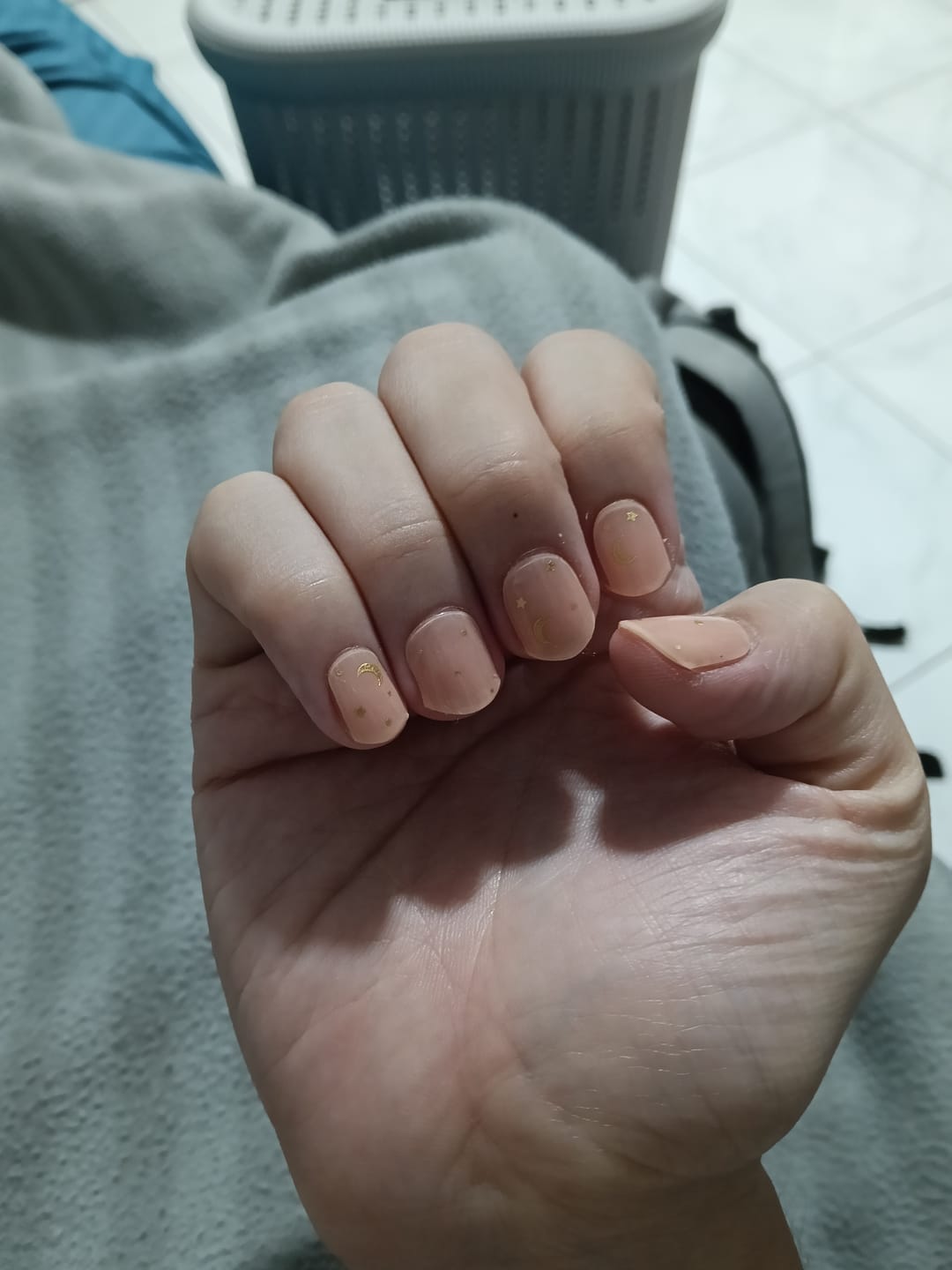 Customer photo review of Gold Moon Stars DIY Semicured Gel Nail Sticker Kit