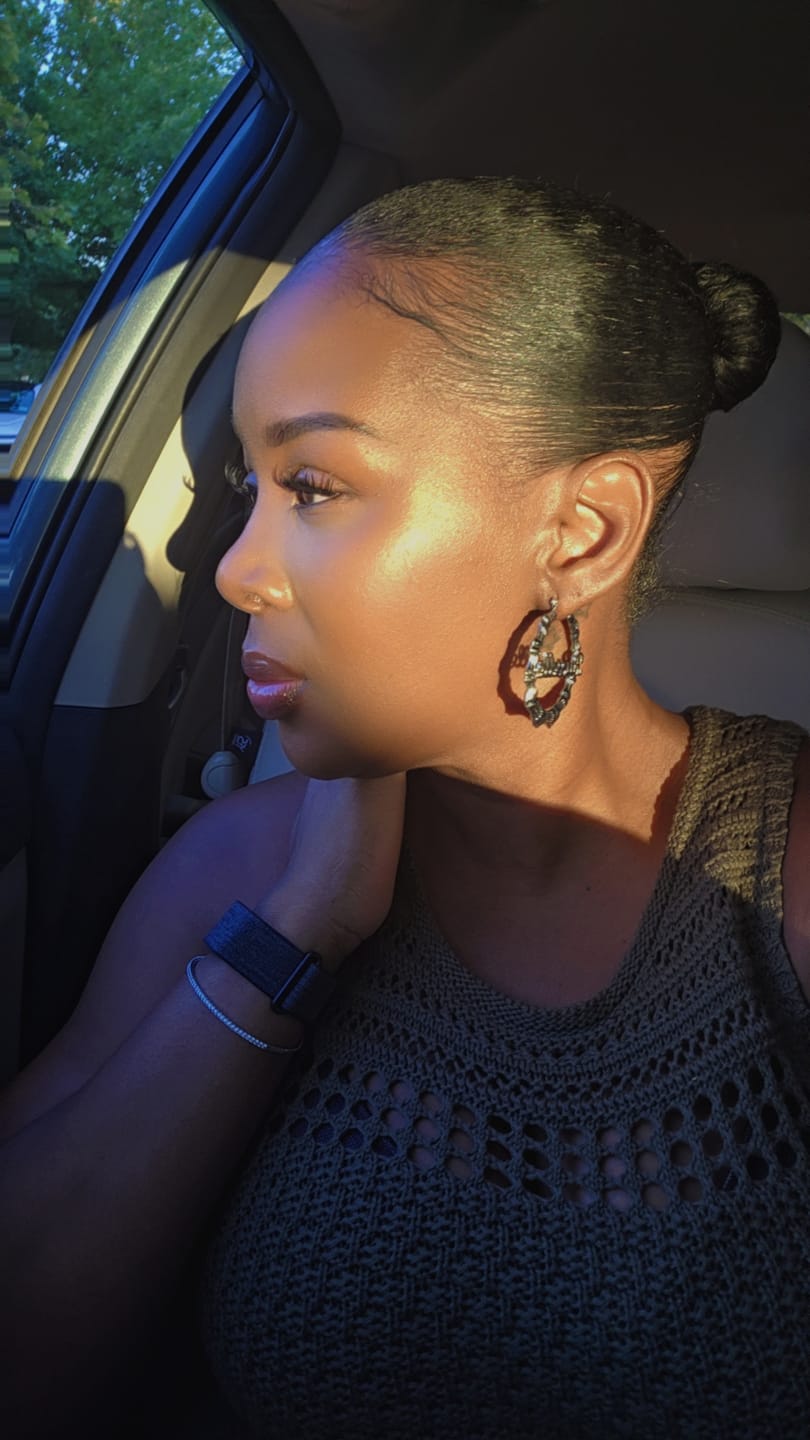 Customer photo review of Bamboo Name Hoop Earrings
