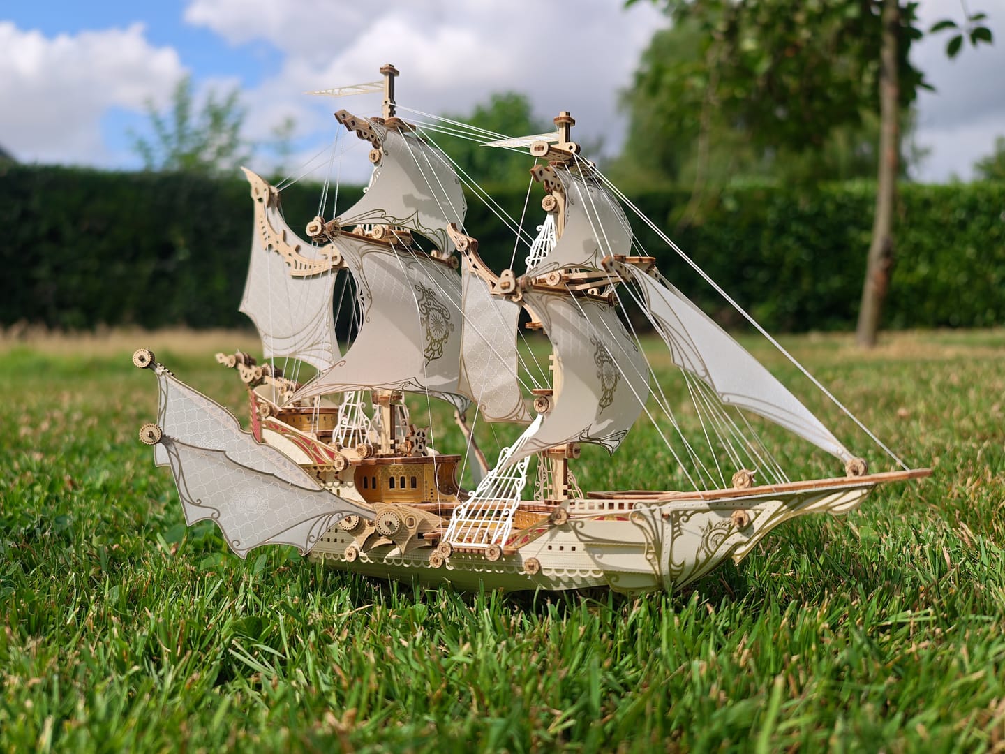 Customer photo review of Rokrgeek  Fantasy Elf Ship DIY 3D Wooden Puzzle Kit